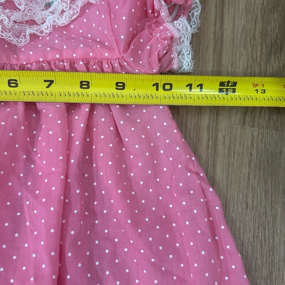 VTG 80s WINNIE THE POOH FLORAL‎ EYELET SEARS PRARIE BIB DRESS 12m 26-31lbs USA - Picture 4 of 16